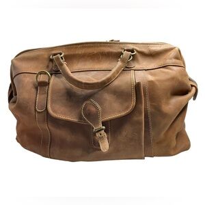 Mulholland Brothers USA Hippo Leather Travel Duffle Bag Brown